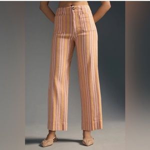 Anthropologie The Colette Cropped Wide-Leg Linen Pants Size 23 Tall